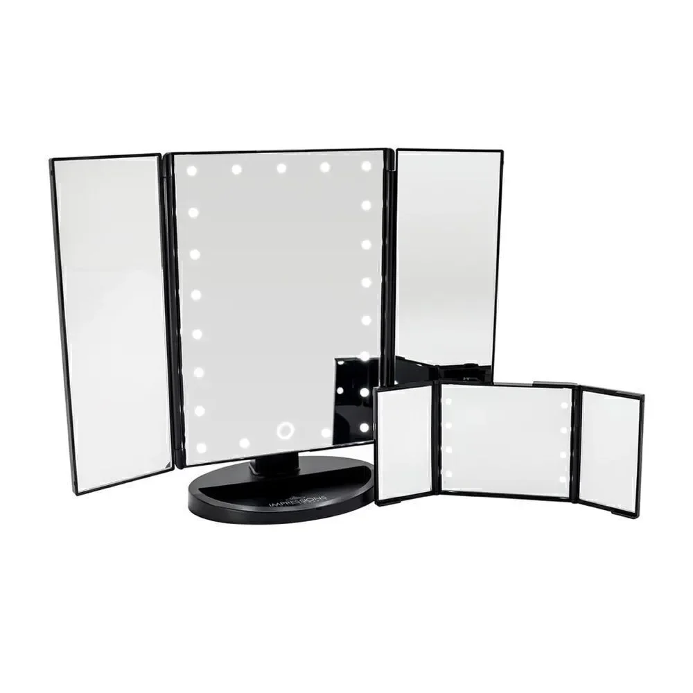 Impressions Vanity Touch and Go Trifold Mirror Bundle in Matte Black